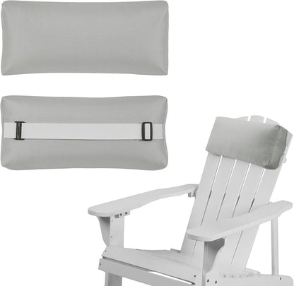 Chaise Lounge Head Pillow, 2 Pack Outdoor Patio Pillows with Adjustable Strap, Lounge Head Resting Pillow for Recliner Beach Pool Lounger Office Chair，Water Resistant Gray