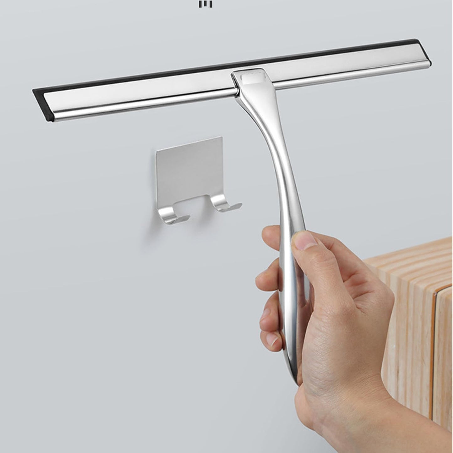 4 Pack All-Purpose Stainless Steel Squeegee Holder Shower Door Hooks Towel Hooks Hanger Organizer for Bathroom Shower Glass Doors Squeegee Cleaner Tool
