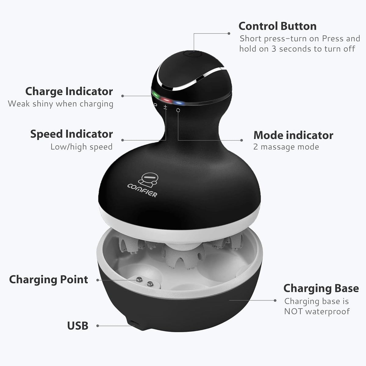 COMFIER Scalp Massager for Hair Growth, Electric Head Massager, Tangle-Free