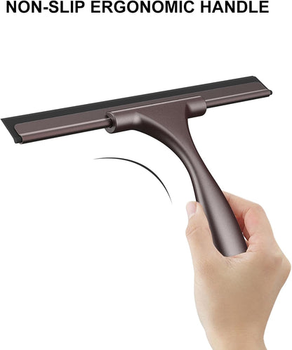 SetSail Squeegee for Shower Glass Door, 10 Inches, Black | Stainless Steel Shower Squeegee for Glass Doors, All-Purpose Window Squeegee for Shower Mirror Bathroom Car Window Cleaning