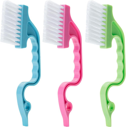 Slick- Window Track Cleaning Brush, 2 Pack, Yellow/Purple Ergonomic Handle, Built-in Scraper, Multipurpose, Window Track Cleaning Tools