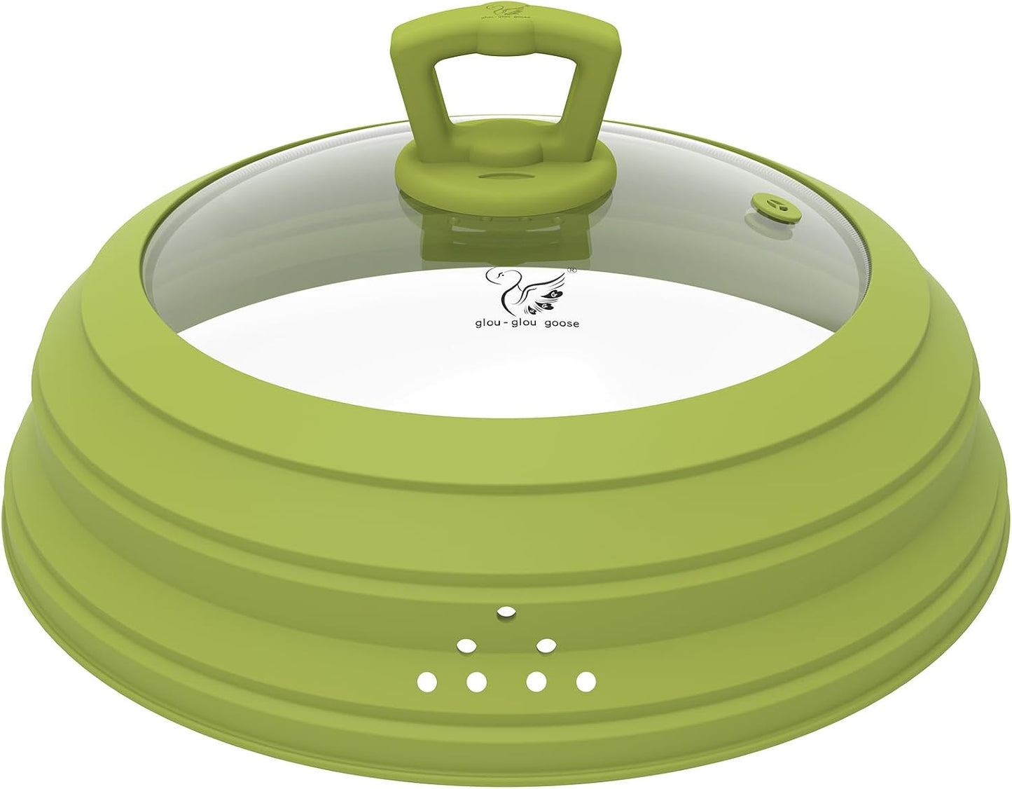 Microwave Splatter Cover Vented Glass Splatter Guard Lid with Collapsible Silicone for Food as Pot Cover Plate 10.8 inch for 6 7 8 9 10 inch Plate Bowl
