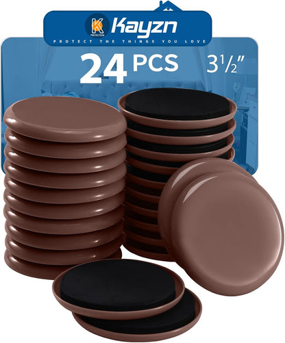 Furniture Sliders 8pcs 3 1/2 inch - Heavy Duty Reusable Round Sliders for Moving Furniture on Carpet, Easily Move Couches/Beds/Armoires/Chair/Table/Cabinet