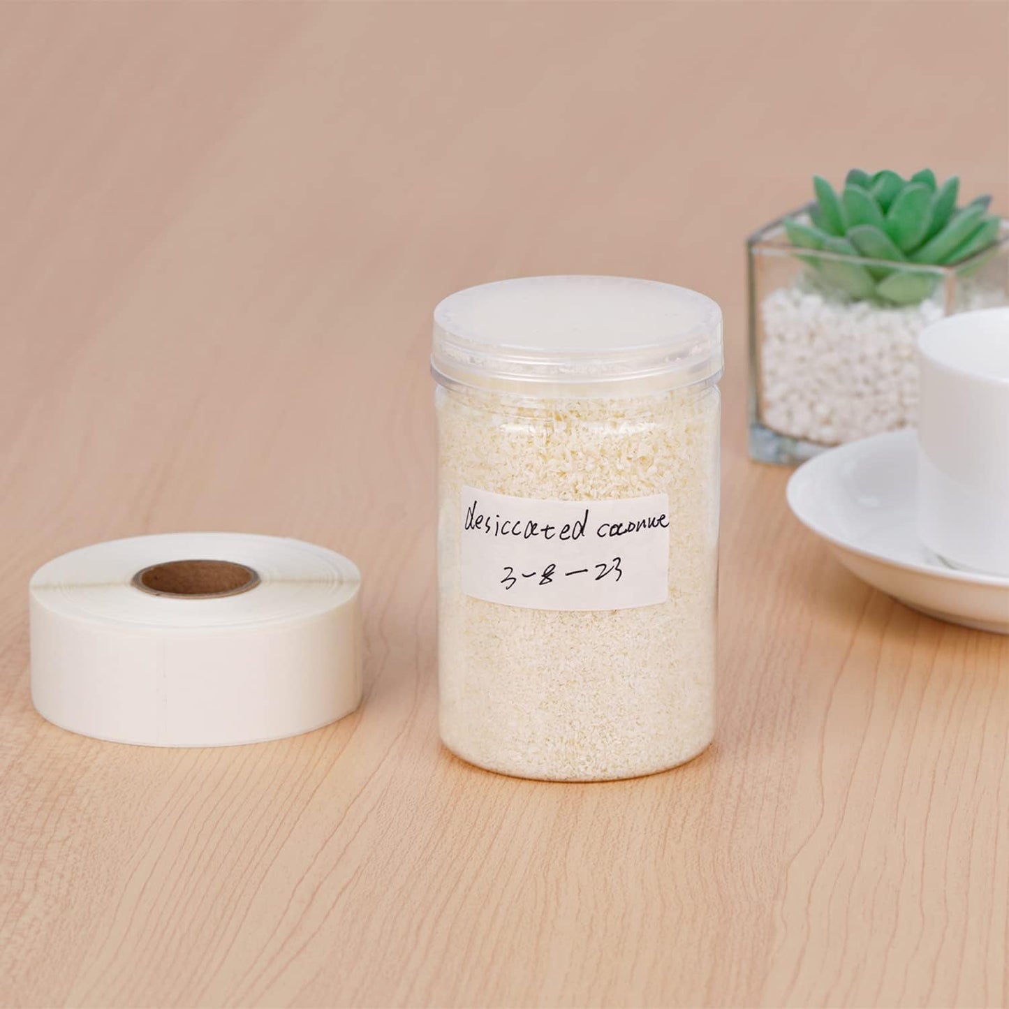 Methidc Dissolvable Food Storage Labels ，Dissolves in Water in 30 Seconds - No Adhesive Residue - Perfect for Glass, Metal, Plastic Containers ，Blank White 1 X 2 Inch 500 Stickers(1 Roll)