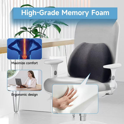 Super Cozy Lumbar Support Pillow for Car/Office Chair, 100% Memory Foam
