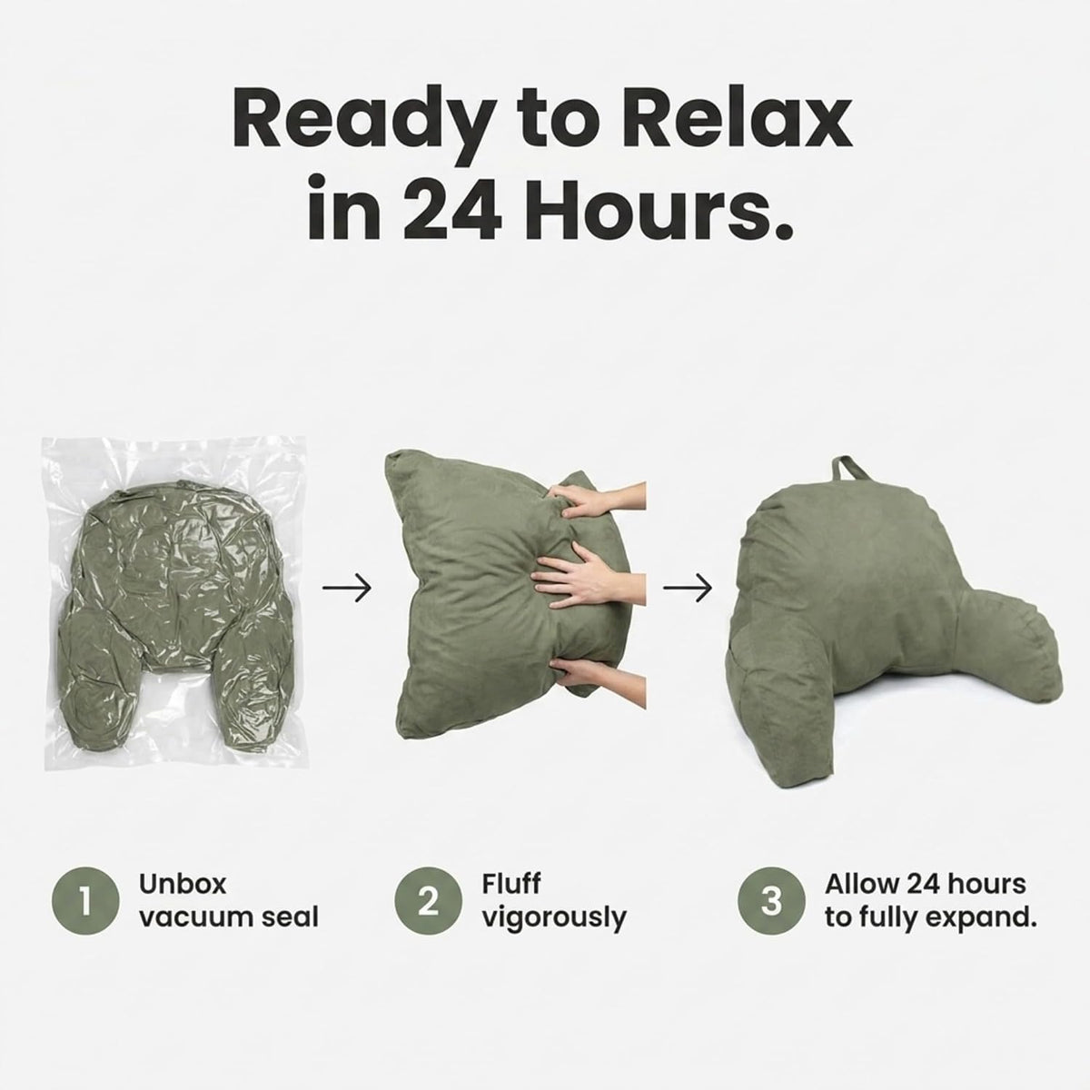 Deluxe Comfort Microsuede Bed Rest - Reading and Bedrest Lounger - Sitting Supprt Pillow - Soft But Firmly Stuffed Fiberfill - Backrest Pillow With Arms, Light Purple