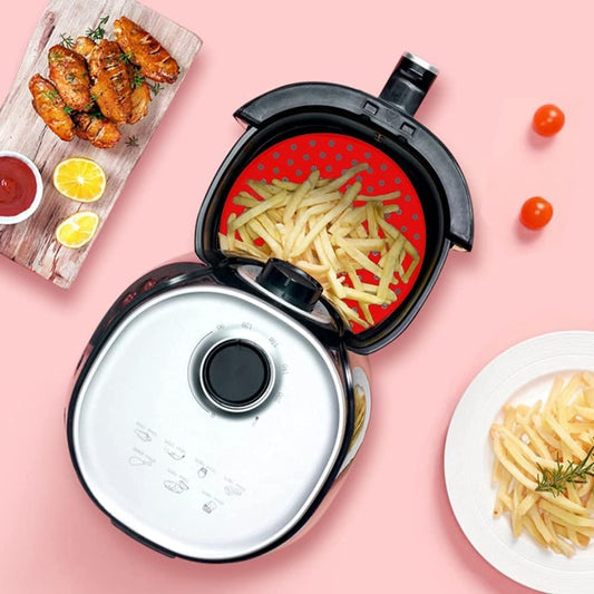 Reusable Air Fryer Silicone Liners 2-Packs, 8 Inch Round Non-Stick, BPA Free Reusable Air Fryer Accessories (8 inch)