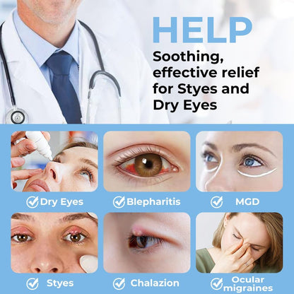 Aroma Season Heated Eye Mask for Dry Eyes, Warm Eye Compress with Flaxseed for MGD, Dry Eye Syndrome, Chalazion Blepharitis Stye Eye Treatment, Steam Moist to Unclog Glands (Blue)