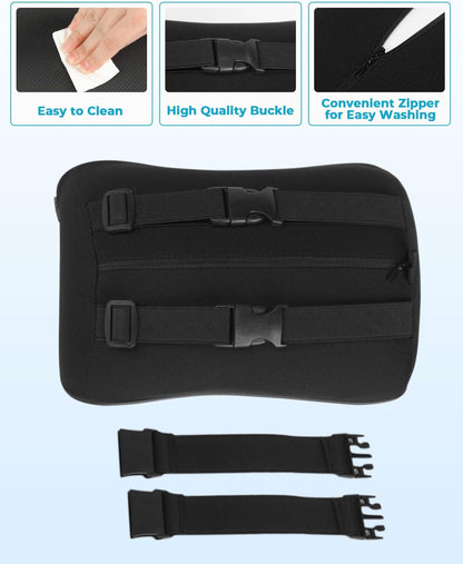 Aukee Car Headrest Pillow Memory Foam Car Neck Pillow with Adjustable Strap Soft Leather Headrest for Driving Home Office Black (1PC)