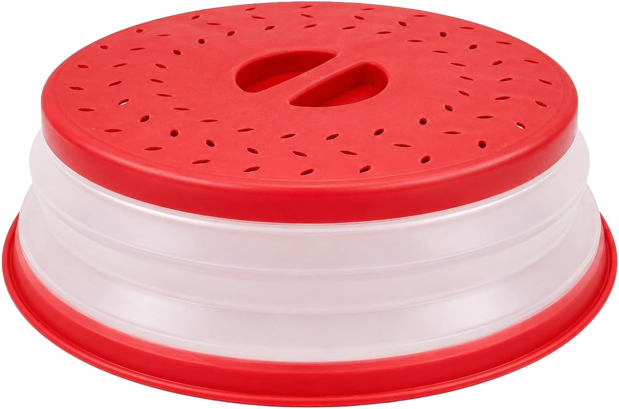 Collapsible Microwave Splatter Cover for Food 10.5 Inch Vented Blue