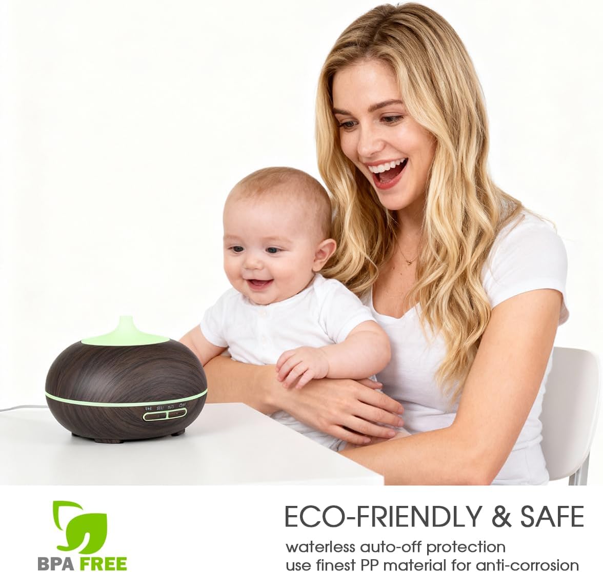 550ml Large Capacity Essential Oil Diffuser with 6 Essential Oil Set | Aromatherapy Ultrasonic Air Humidifier with Timer,7 Color LED Night Light,Waterless Auto-Off Functions for Home Spa