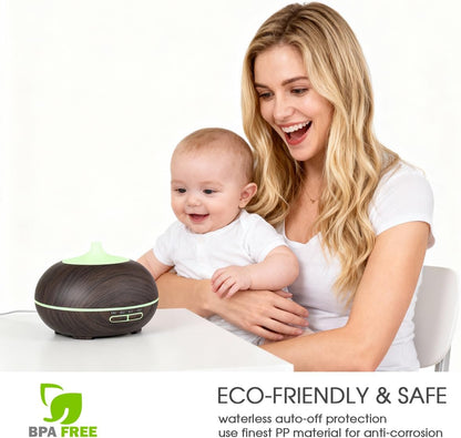 550ml Large Capacity Essential Oil Diffuser with 6 Essential Oil Set | Aromatherapy Ultrasonic Air Humidifier with Timer,7 Color LED Night Light,Waterless Auto-Off Functions for Home Spa