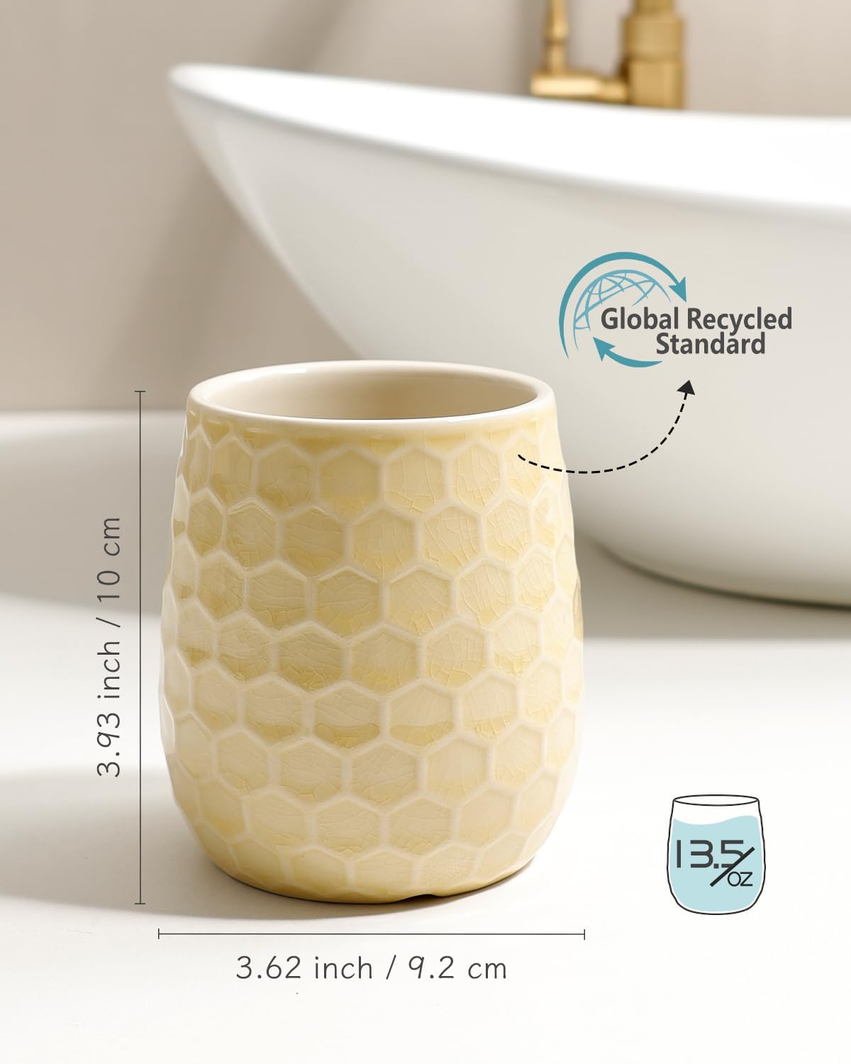 Toothbrush Holder, Tooth Brush Holder for Bathroom - Ceramic Toothbrush Cup White Toothbrush Holders Countertop, Makeup Brush Holder Pen Holder, 3.62" x 3.62" x 3.93", ANTIS'S HOME
