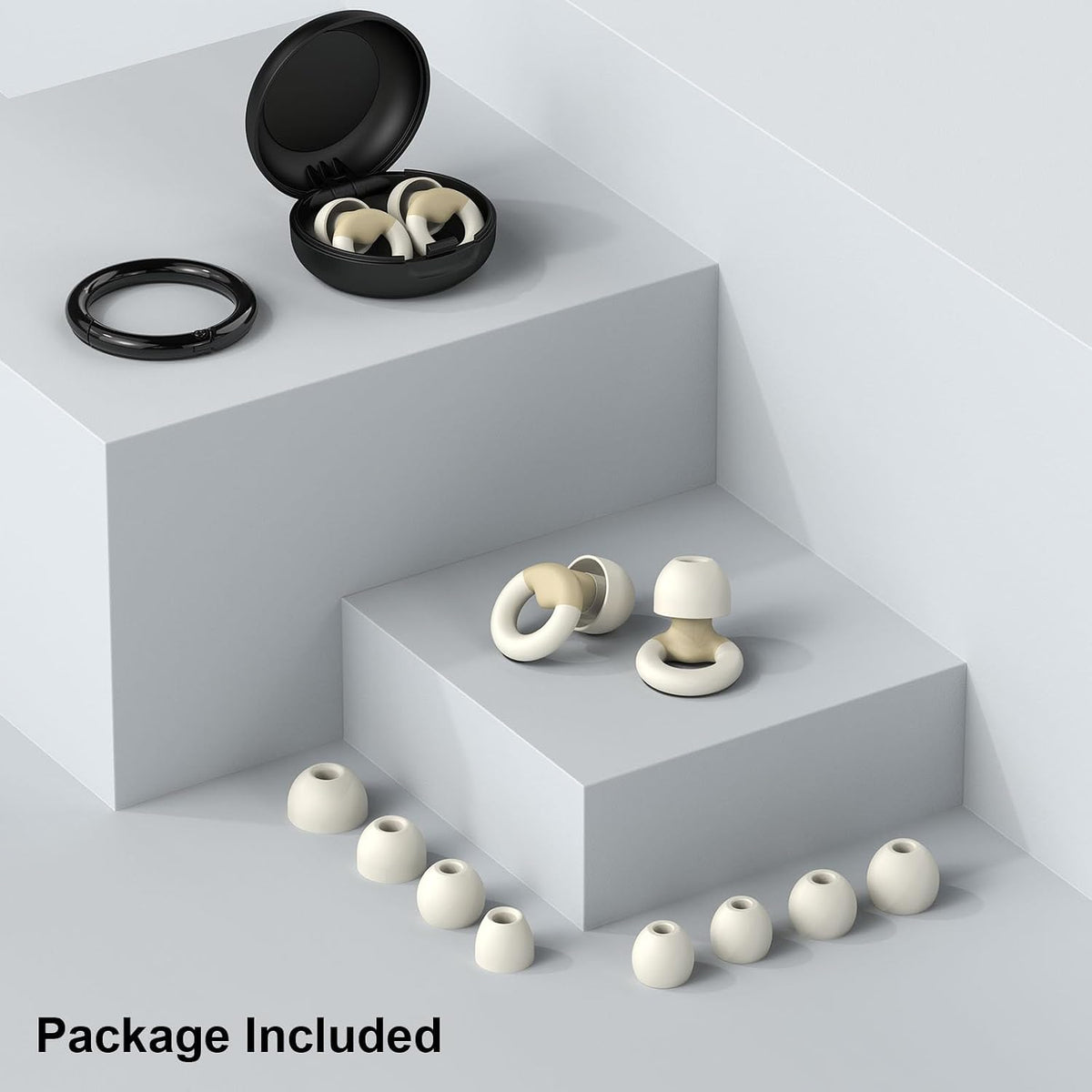 JUSTRVN Ear Plugs for Sleeping, 2 Pairs of Reusable Earplugs for Noise Reduction 25dB-30dB with 8 Ear Tips, Soft Hearing Protection Ear Plugs for Concert,Noise Sensitivity, Study & Work, Black