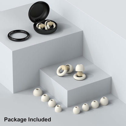 JUSTRVN Ear Plugs for Sleeping, 2 Pairs of Reusable Earplugs for Noise Reduction 25dB-30dB with 8 Ear Tips, Soft Hearing Protection Ear Plugs for Concert,Noise Sensitivity, Study & Work, Black