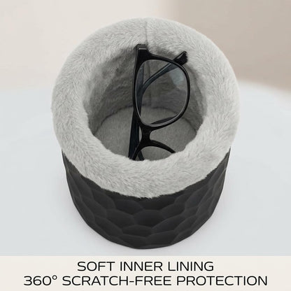 Glasses Holder Nightstand with Soft Plush Lining – Stand Protective Upright Eyeglasses Case for , Bedside & Office Desk – Anti-Scratch Eyewear Storage Organizer for Spectacles & Readers - Black