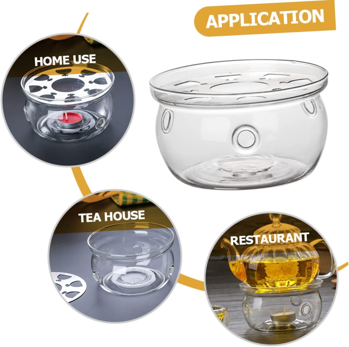 SMASOLO Teapot Warmer Glass Heating Stand Candle Holder for Tea Ceremony Decorative Base Lightweight Portable Tea Rack for Home Use Present for Friends Family