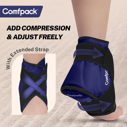 Comfpack Heel Ice Pack Wrap for Plantar Fasciitis Relief, Ankle Ice Pack | FSA Eligible, Ice Pack for Injures Reusable, Gel Cold Pack Warp for Achilles Tendonitis, Swelling, Ankle Sprain, Heel Pain