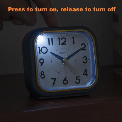 Tinload 4.3" Vintage Retro Analog Alarm Clock, Super Silent Non Ticking Clock with Manual Light, Snooze, Battery Operated, Simply Design, for Living Room, Bedroom, Bedside, Desk(Blue-V2)