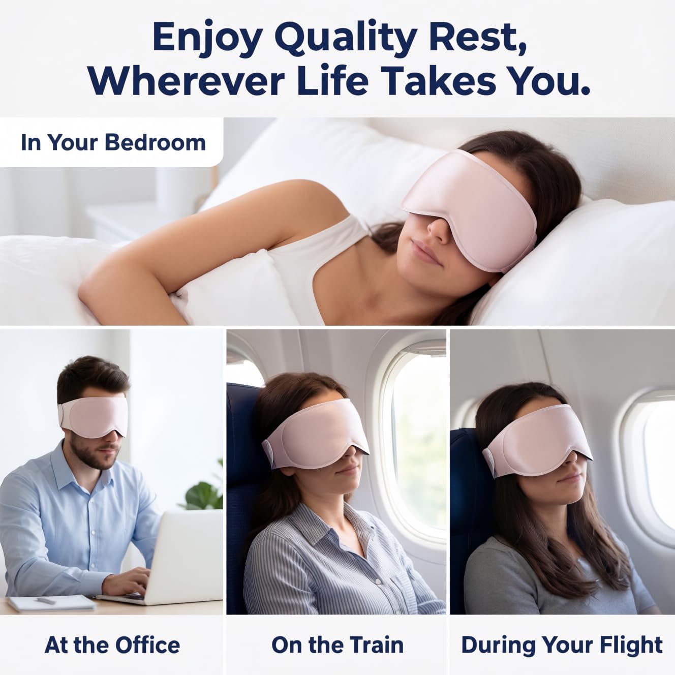 100% Blackout Weighted Sleep Mask: 3D Contoured Eye Mask with Full Coverage for Lash Extension - Soft Memory Foam,Adjustable Size - Eye Cover for Airplane Travel Essential,Meditation Blindfold