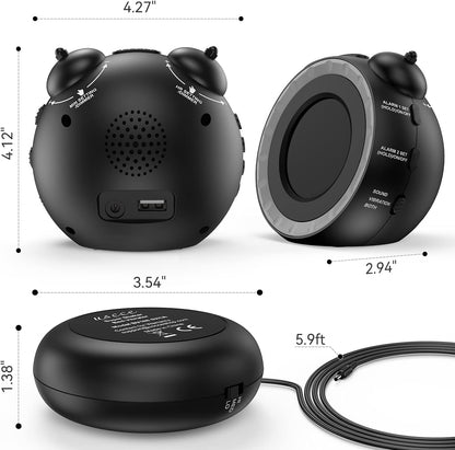uscce Loud Dual Alarm Clock with Powerful Adjustable Bed Shaker