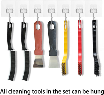 7 Pcs Multi-Purpose Crevice Cleaning Brush Tool for Stubborn Kitchen Grease Stains, Bathroom Crevices, Window Gutters, Tiles and Faucets