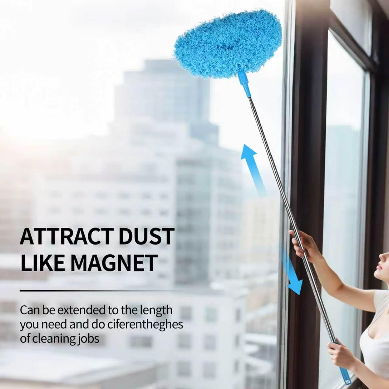 4PCS Microfiber Duster Kit, 3 in 1 Microfiber Dusters Retractable Gap Dust Cleaner and Chenille Duster with 83 inches Extra Long Extension Pole for Cleaning Ceiling Fan, High Ceiling