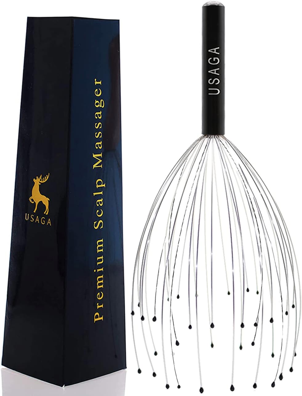 USAGA 36 Fingers Head Massager Scalp Massager Head Scratcher (Black)