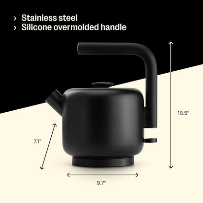 Fellow Clyde Electric Kettle 1.5 Liter - Fast Boil, Drip-Free Spout | Hot Water Tea Kettle for Tea & Coffee, Stainless Steel Water Boiler, Auto Shut-Off, BPA-Free, Cordless, Matte Black