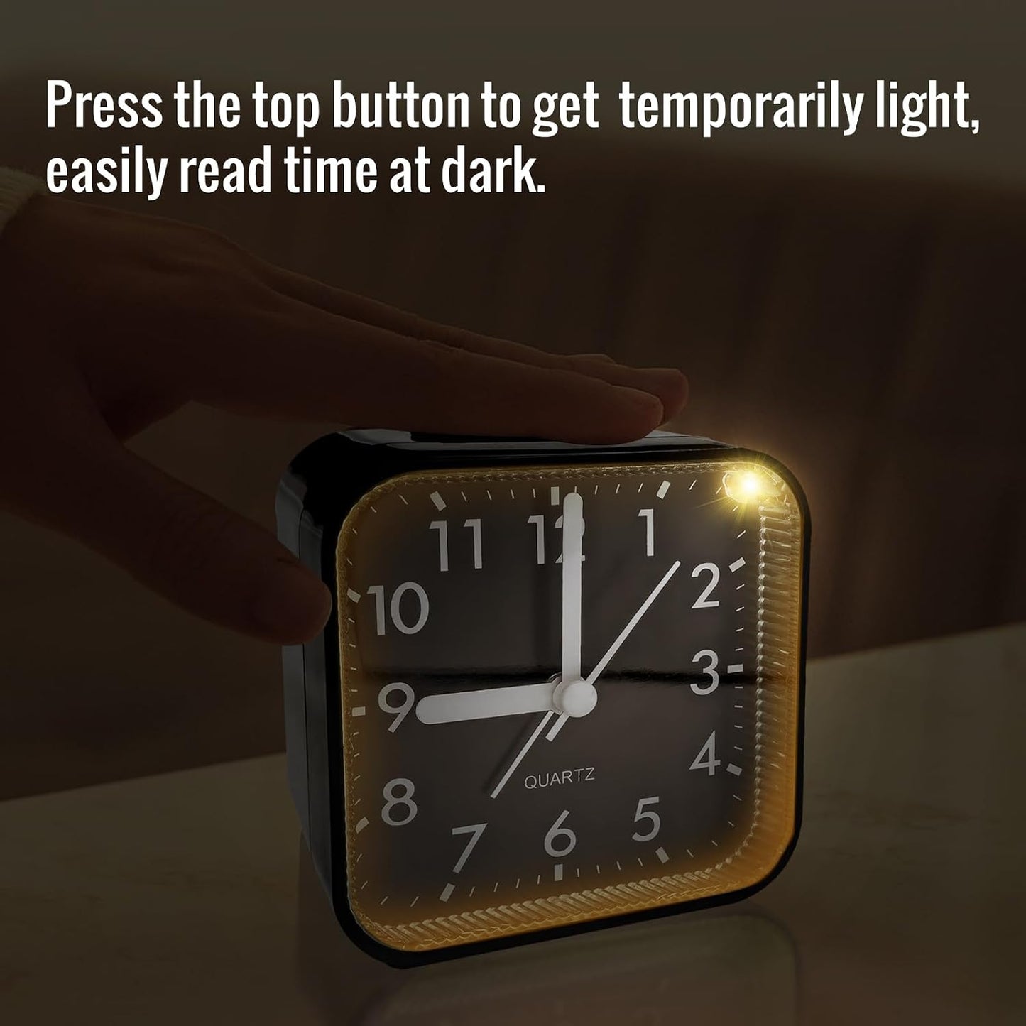 Lamisola Small Analog Travel Alarm Clock, Battery Operated Desk Table Shelf Clock for Kids, Quieter Bedside Alarm Clocks for Bedrooms Bathroom Living Room Kitchen, Black