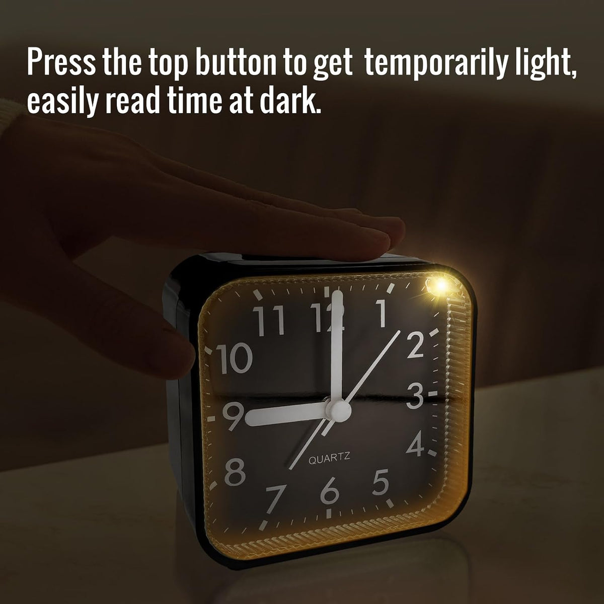 Lamisola Small Analog Travel Alarm Clock, Battery Operated Desk Table Shelf Clock for Kids, Quieter Bedside Alarm Clocks for Bedrooms Bathroom Living Room Kitchen, Black