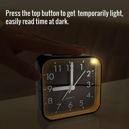Lamisola Small Analog Travel Alarm Clock, Battery Operated Desk Table Shelf Clock for Kids, Quieter Bedside Alarm Clocks for Bedrooms Bathroom Living Room Kitchen, Black