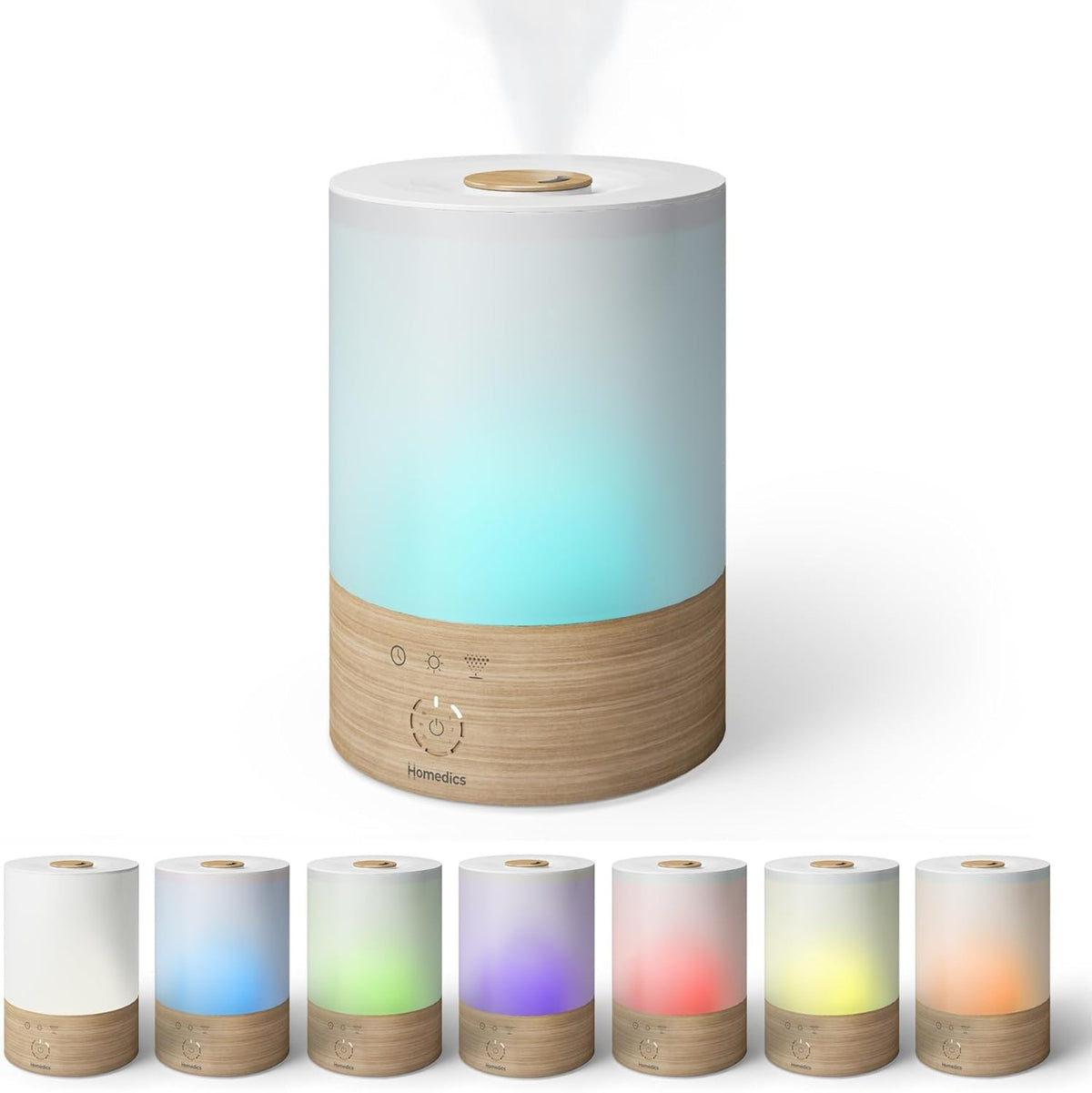 Homedics Cool Mist Ultrasonic Humidifier, 8-Colors Night Light