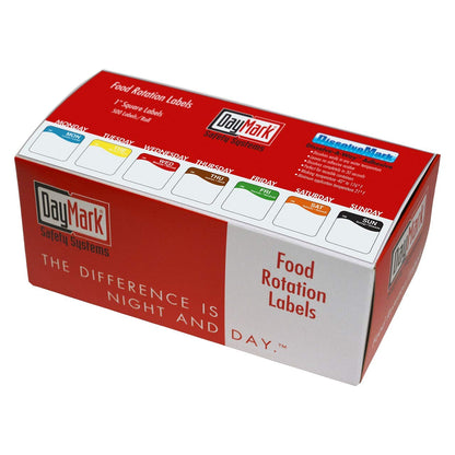 DayMark Safety Systems Day of The Week 1" Square Dissolvable Labels, Monday-Sunday, Dispenser Box Included (3,500 Labels)