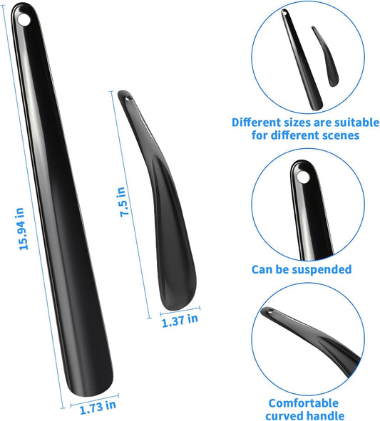 7.67" & 15.74" Shoe Horn, Shoe Horn Long Handle for Seniors | Small & Long Shoehorn Set for Men Women, Ergonomic Foot Care Aid with Lightweight Design, Shoe Spoon Helper