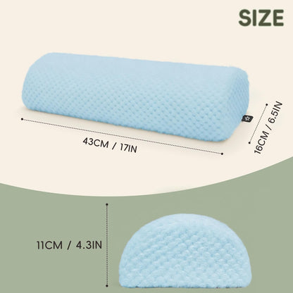 SPRING SEAON Half Moon Bolster Knee Pillow for Back Sleeping Memory Foam Leg Pillow for Ankle and Foot Comfort Under Knee Pillow for Side Sleepers Machine Washable Cover(17" x 7.5" x 4.3")