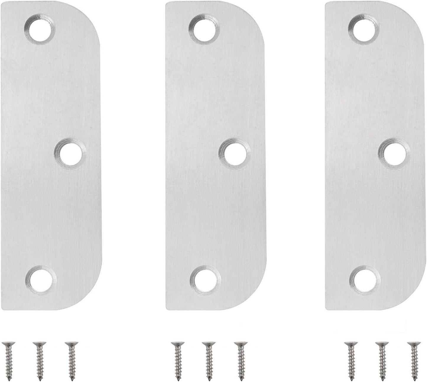 CHENJIN 3PCS Stainless Steel Door Hinge Filler Plate 3.5 inch Silver with 9 Screws Hole Cover Blank Hinge Spacer