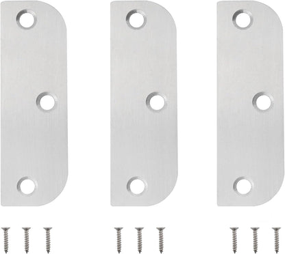 CHENJIN 3PCS Stainless Steel Door Hinge Filler Plate 3.5 inch Silver with 9 Screws Hole Cover Blank Hinge Spacer