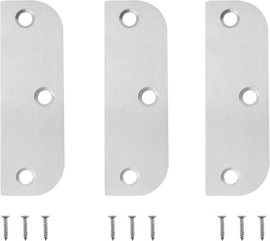 CHENJIN 3PCS Stainless Steel Door Hinge Filler Plate 3.5 inch Silver with 9 Screws Hole Cover Blank Hinge Spacer