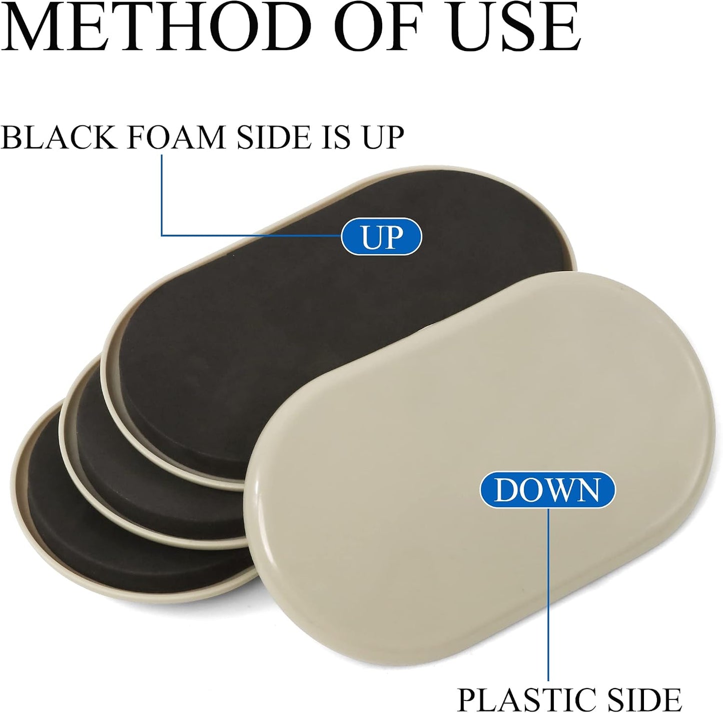 Furniture Slider, 3-1/2" x 6" Oval Heavy-Duty Furniture Movers, Reusable Carpet Sliders for Furniture, Heavy Furniture Moving Pads Moving Sliders - Protect The Surface of The Carpet (8 Pack)