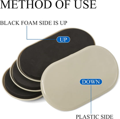Furniture Slider, 3-1/2" x 6" Oval Heavy-Duty Furniture Movers, Reusable Carpet Sliders for Furniture, Heavy Furniture Moving Pads Moving Sliders - Protect The Surface of The Carpet (8 Pack)