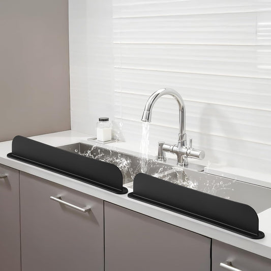 19.3 inch Silicone Sink Splash Guard, Splash Guard for Kitchen Sink Area, Backsplash Protector for Kitchen Countertop & Bathroom Bathtub with Non-Slip Strong Suction, White
