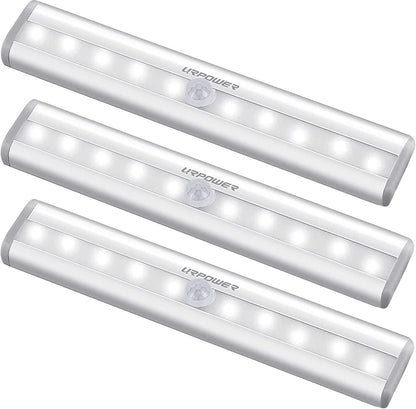 URPOWER Motion Sensor Light, 10 LED Bulbs Operated Wireless Motion Nightlight Portable Magnetic Security Closet Light Stick Up Motion Sensor Night Lights for Closets Hallway Stairway(3)