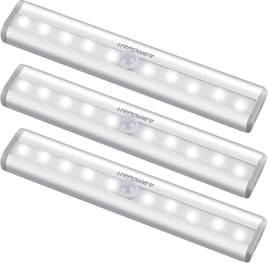 URPOWER Motion Sensor Light, 10 LED Bulbs Operated Wireless Motion Nightlight Portable Magnetic Security Closet Light Stick Up Motion Sensor Night Lights for Closets Hallway Stairway(3)