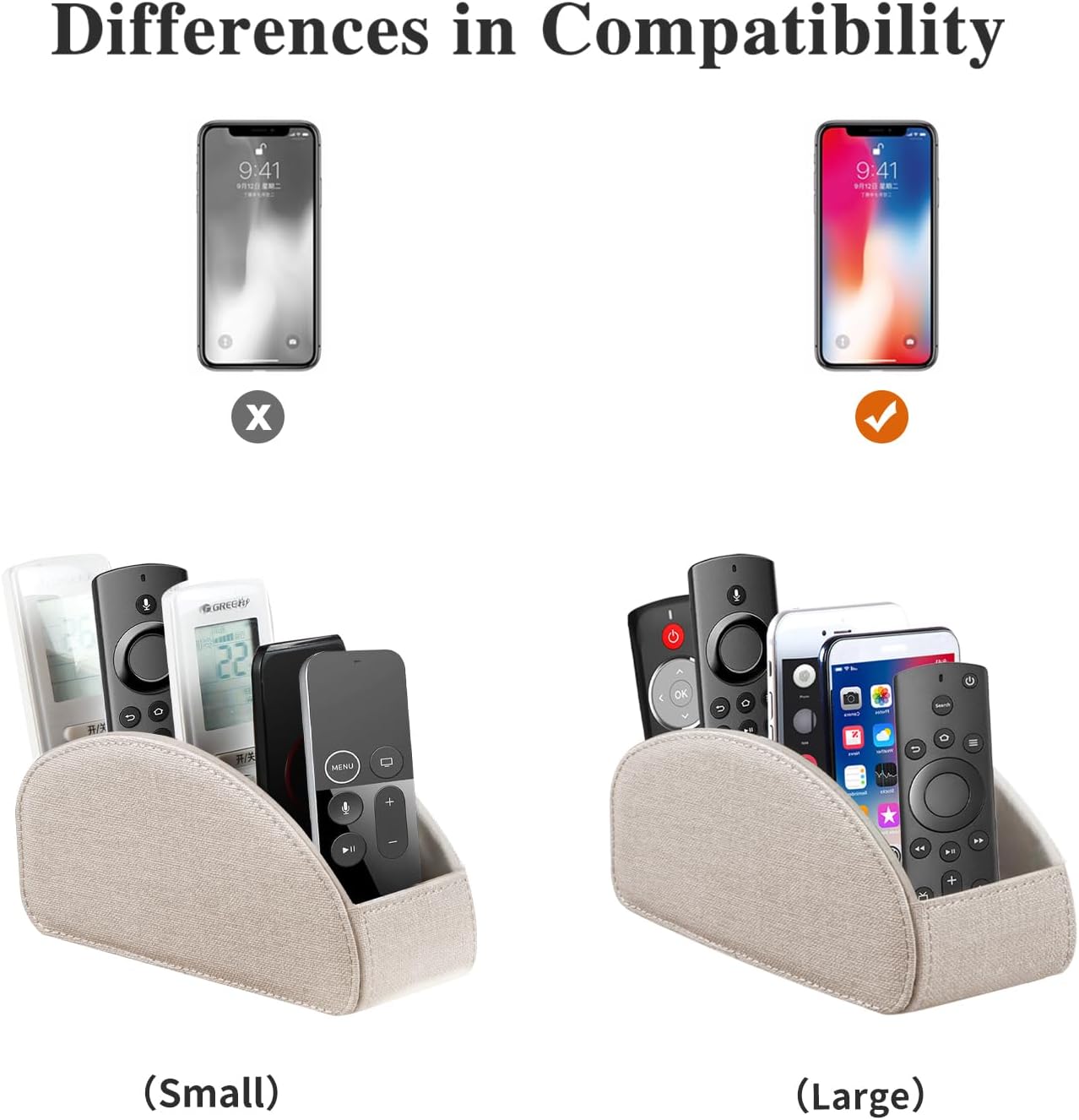 Pu Leather TV Remote Control Holder with 5 Compartments,Remote Caddy/Tray | Bedside Table Desk Storage Box/Organizer for Pen,DVD,Blu-Ray,Media Player,Heater Controller,Cosmetics,Glasses,Office Supplies