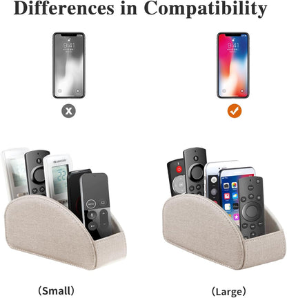 Pu Leather TV Remote Control Holder with 5 Compartments,Remote Caddy/Tray | Bedside Table Desk Storage Box/Organizer for Pen,DVD,Blu-Ray,Media Player,Heater Controller,Cosmetics,Glasses,Office Supplies