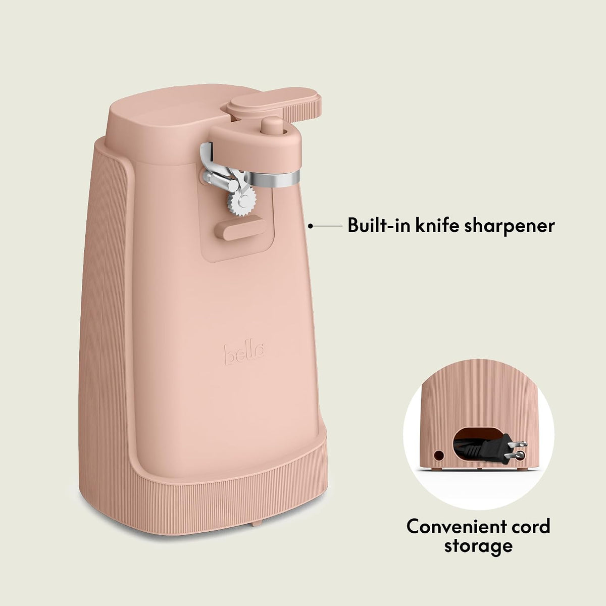 bella Electric Can Opener and Knife Sharpener, Black