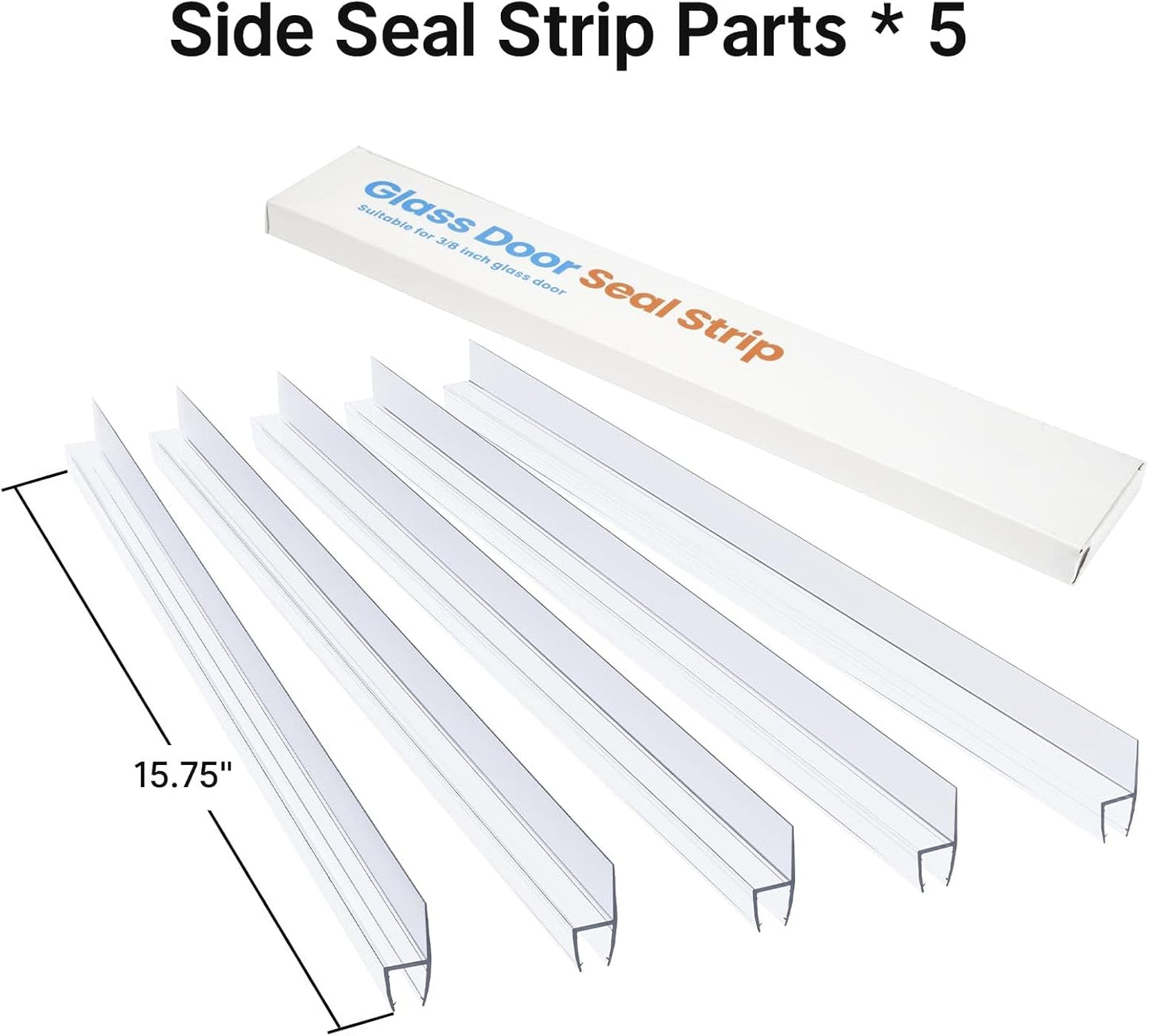 AmazerBath 3-Pack 15.75" Shower Door Bottom Seal for 3/8"(10mm) Glass - 3 Section Segmented Shower Installation Kit Frameless Glass Door Seal Strip