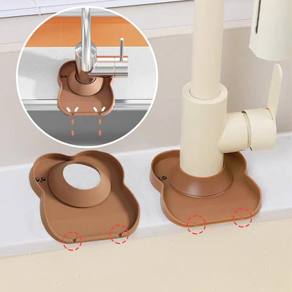 Silicone Faucet Mat for Kitchen Tap Compact Sink Splash Guard Protectors Behind Draining,Grey 2PCS
