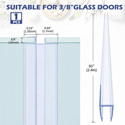Frienda 2 Pcs Shower Door Bottom Seal 3/8" x 36'' Clear PVC Glass Door Sweep Shower Frameless Seal Strip for Replacement Stopping Leaks and Creating Water Barrier